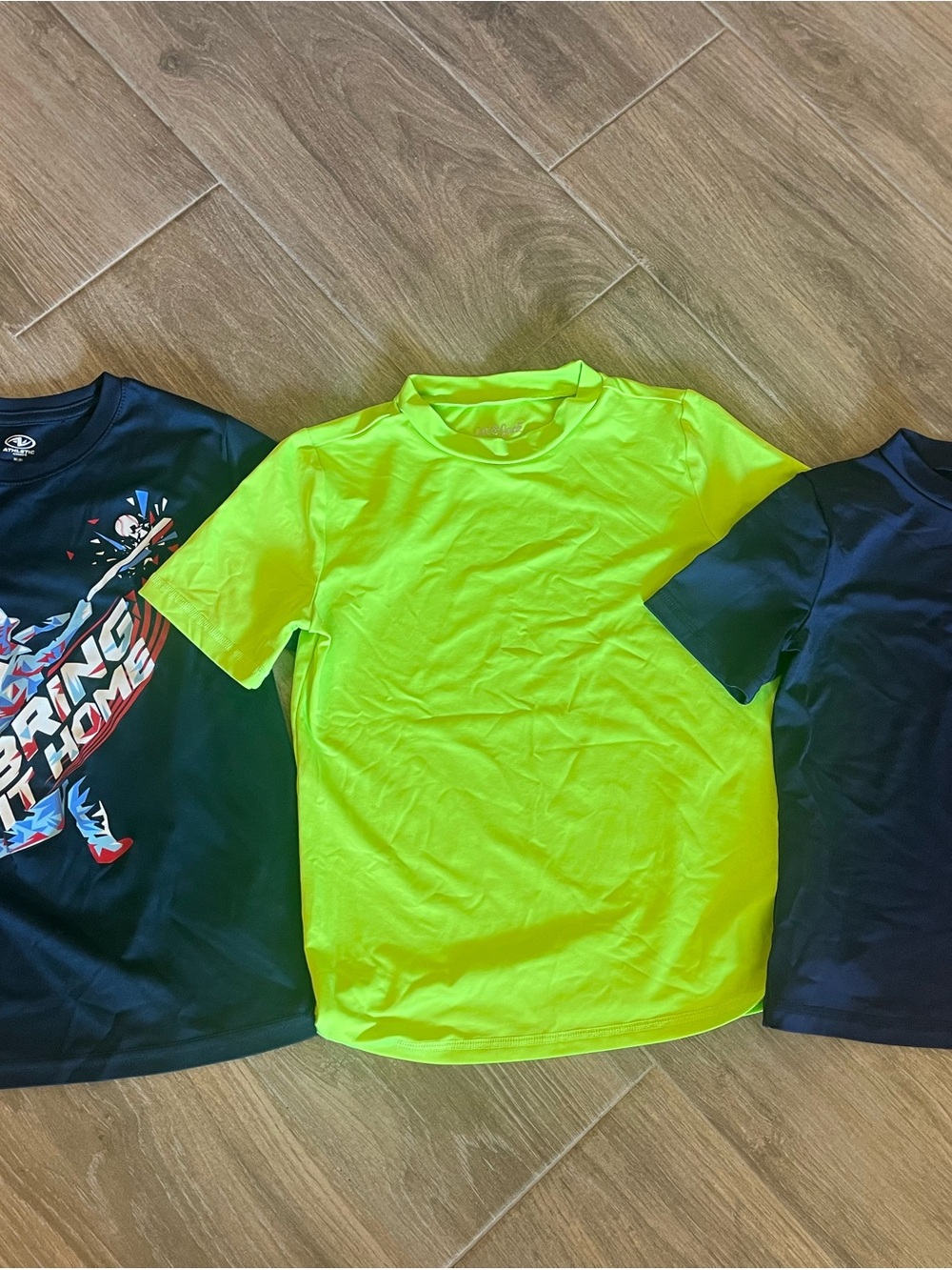Kids blue, graphic and Green Active Tees- cat and Jack and Athletic brands